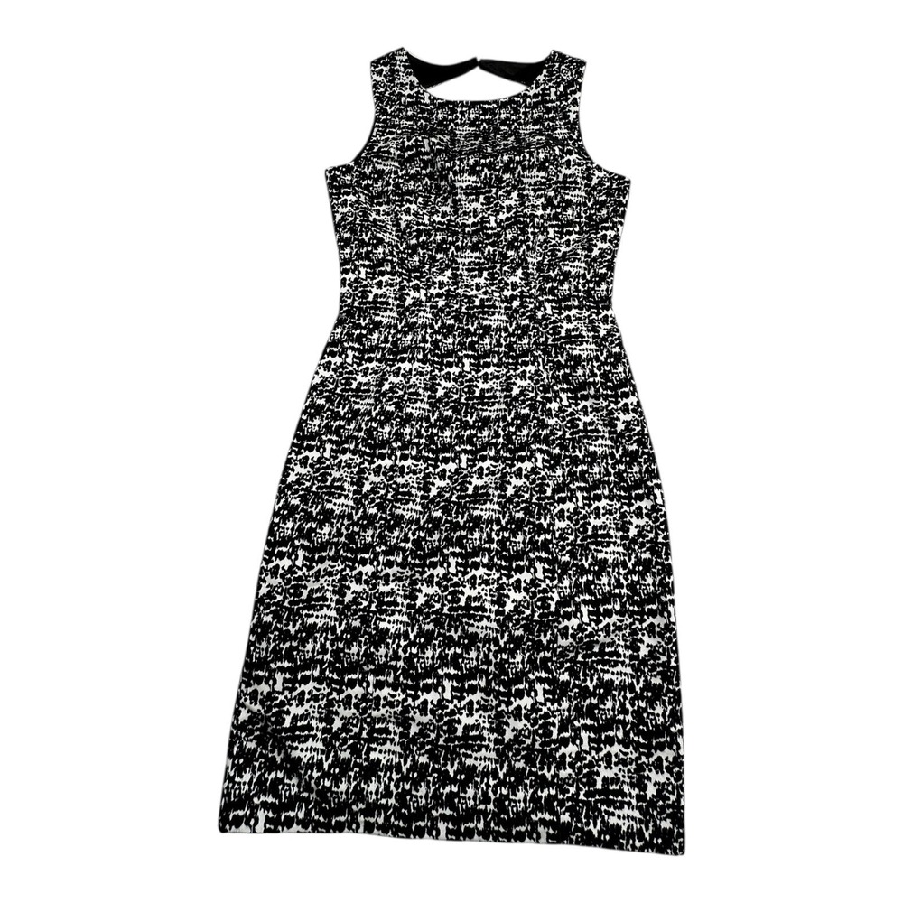 H&M Black White Textured Sleeveless Knee Length Sheath Dress Women US 4‎